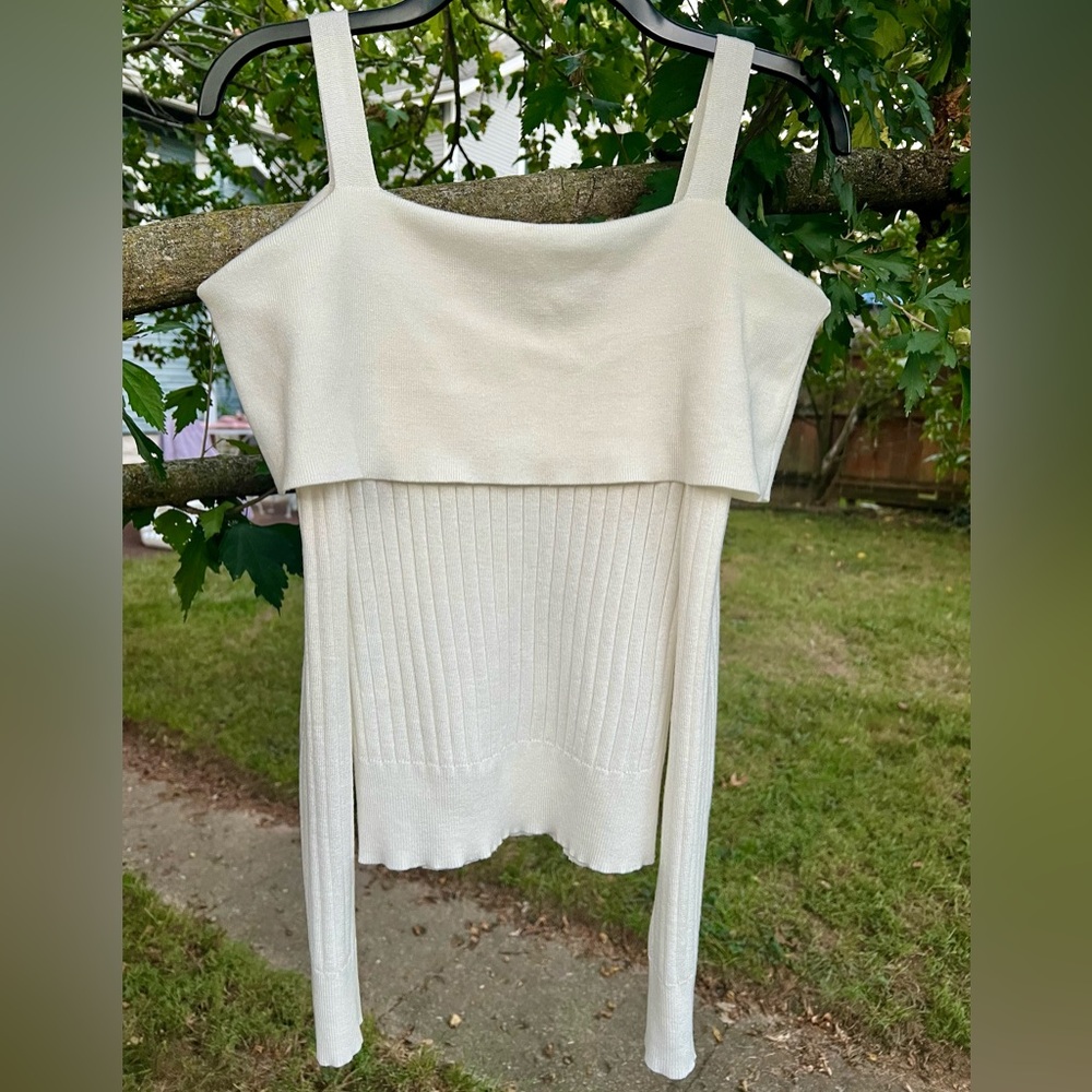 Windsor off-shoulder sweater top blouse ribbed L
